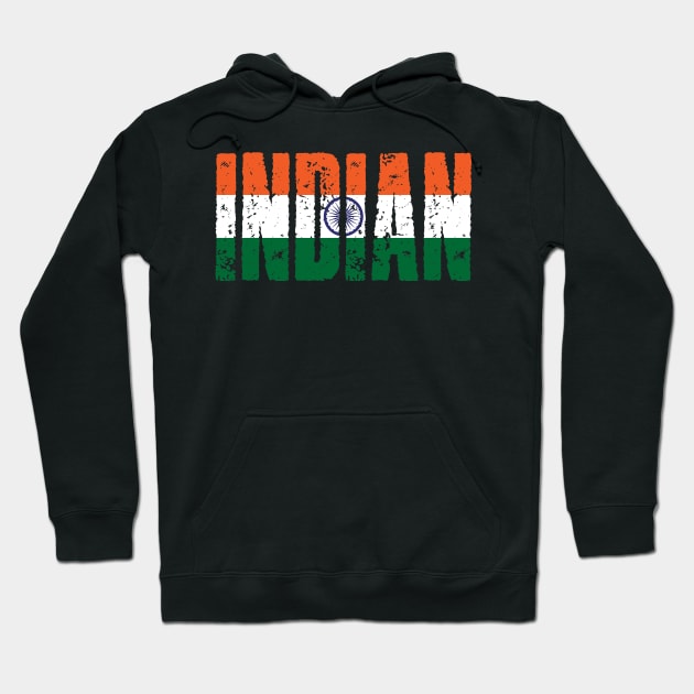 Indian Text with India Flag Vintage Hoodie by zurcnami